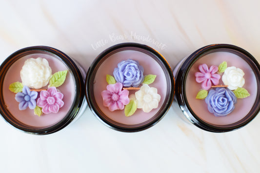 Serenity Bliss Decorated Wood Wick Candle