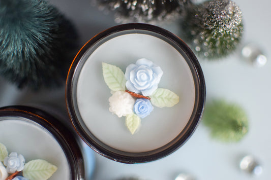 Winter Crisp Decorated Wood Wick Candle