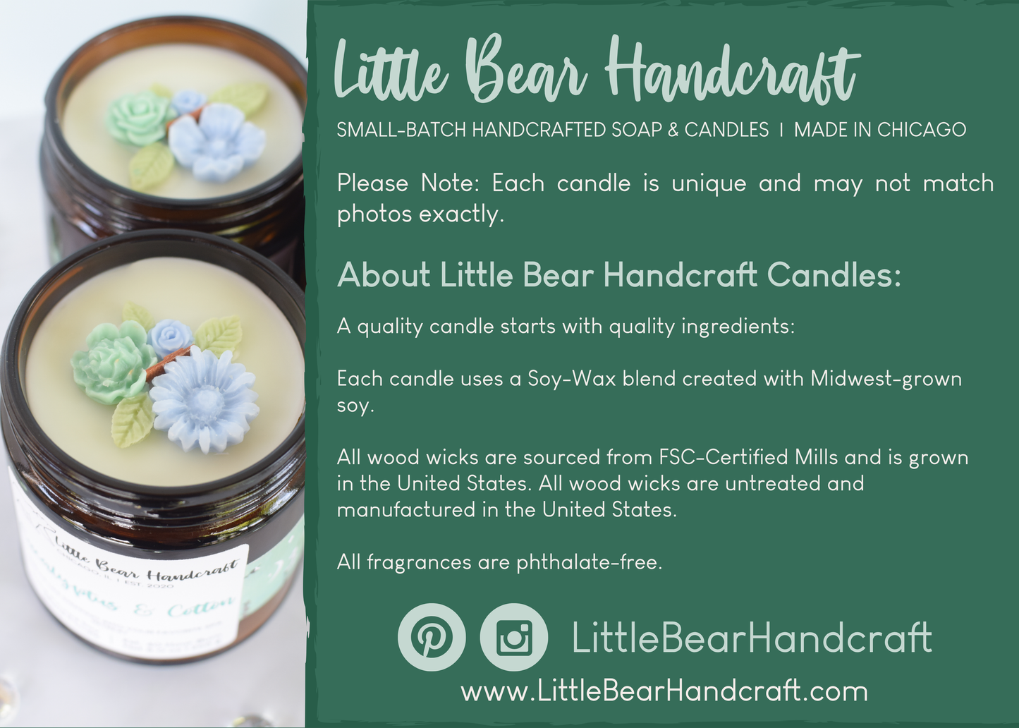 Eucalyptus & Cotton Decorated Wood Wick Candle