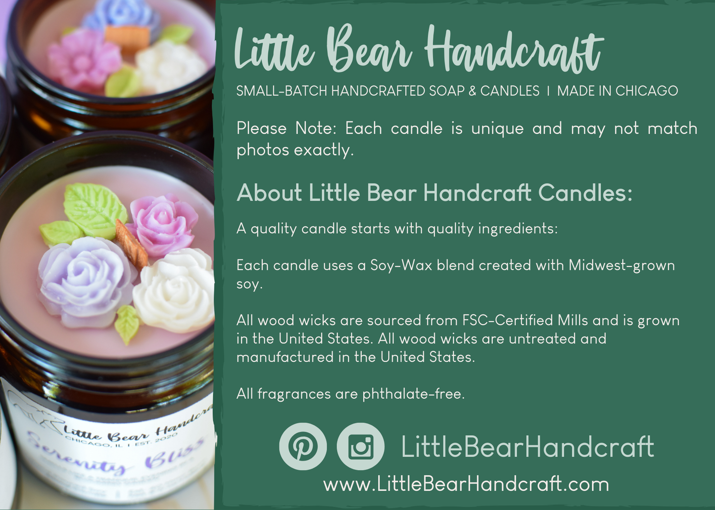 Serenity Bliss Decorated Wood Wick Candle