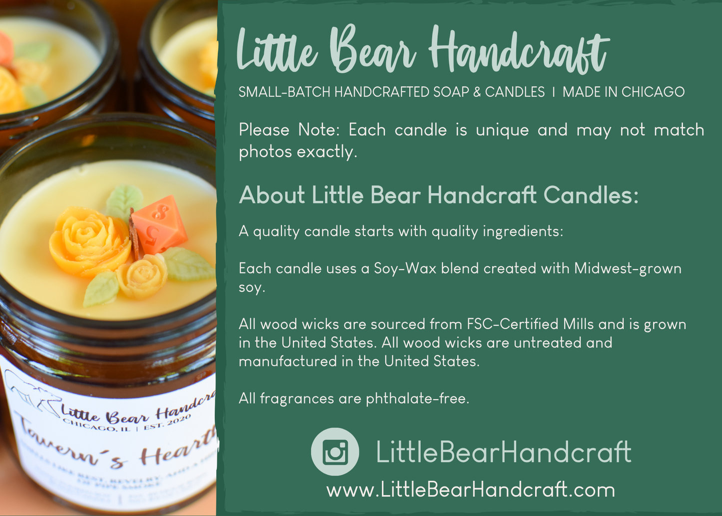 Tavern's Hearth Decorated TTRPG Wood Wick Candle