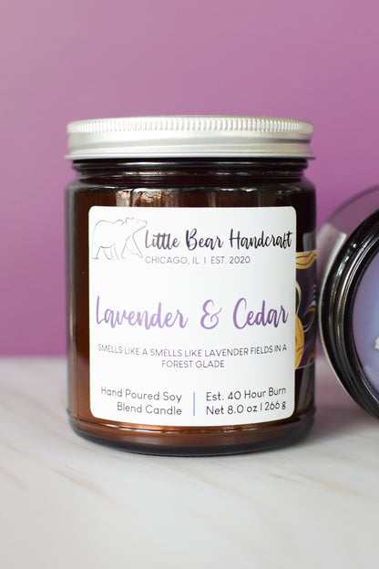 Lavender & Cedar Decorated Wood Wick Candle