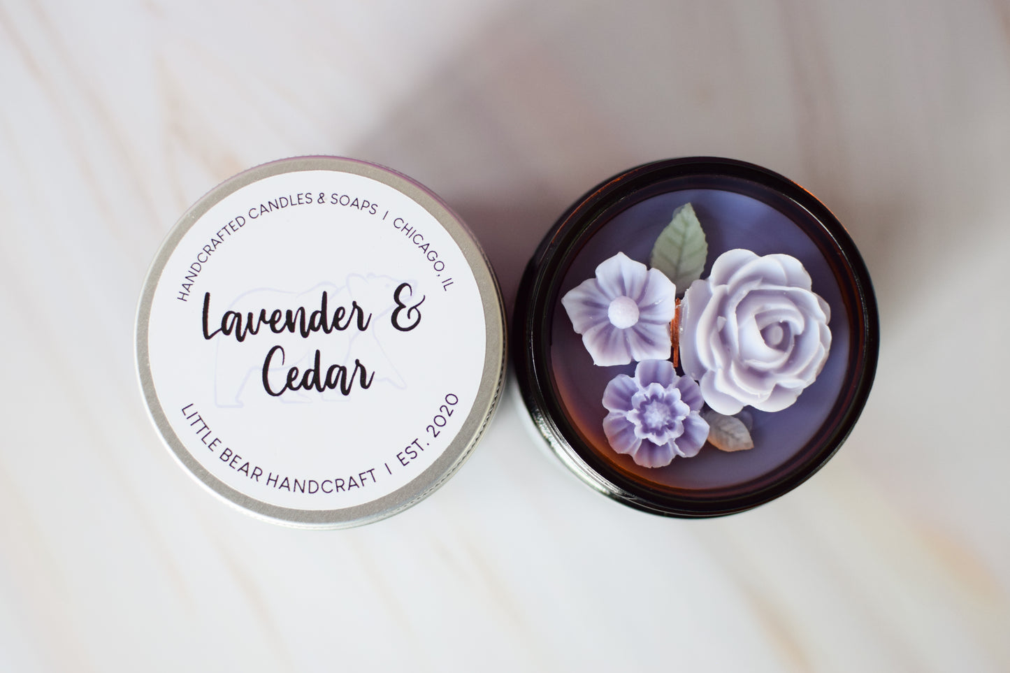 Lavender & Cedar Decorated Wood Wick Candle