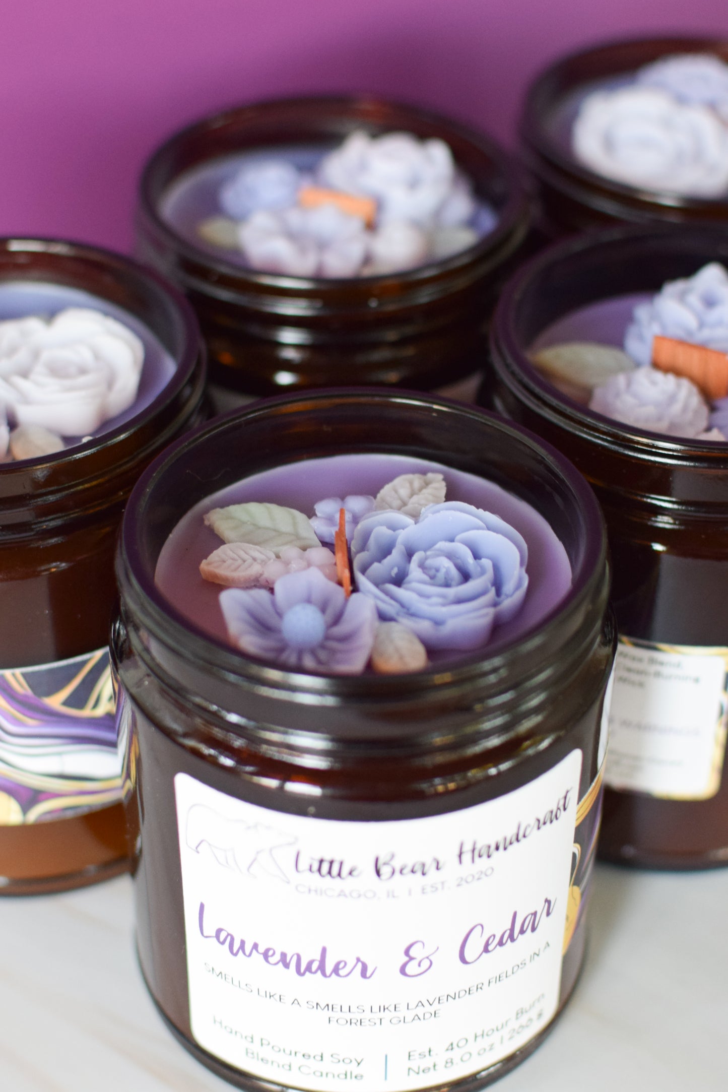 Lavender & Cedar Decorated Wood Wick Candle