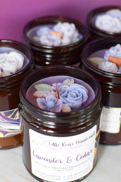 Lavender & Cedar Decorated Wood Wick Candle