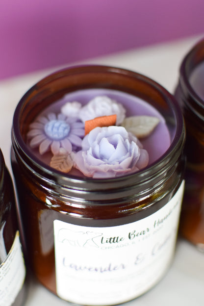 Lavender & Cedar Decorated Wood Wick Candle