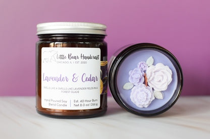 Lavender & Cedar Decorated Wood Wick Candle