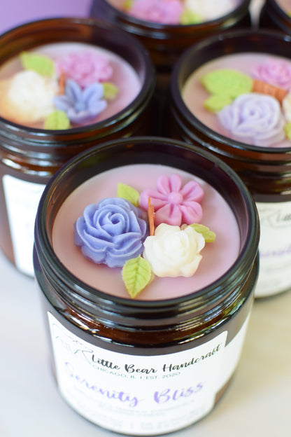 Serenity Bliss Decorated Wood Wick Candle