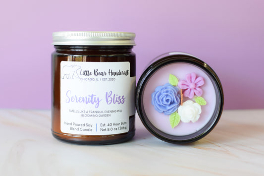 Serenity Bliss Decorated Wood Wick Candle