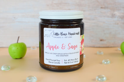 Apple & Sage Decorated Wood Wick Candle