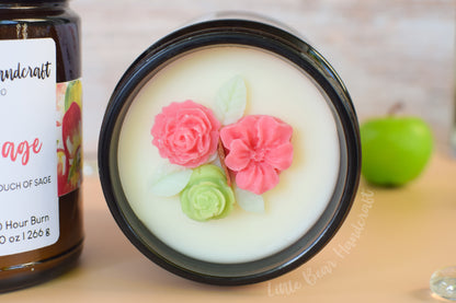 Apple & Sage Decorated Wood Wick Candle