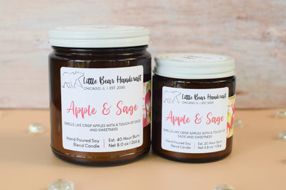 Apple & Sage Decorated Wood Wick Candle
