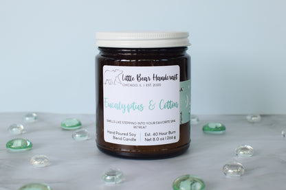 Eucalyptus & Cotton Decorated Wood Wick Candle