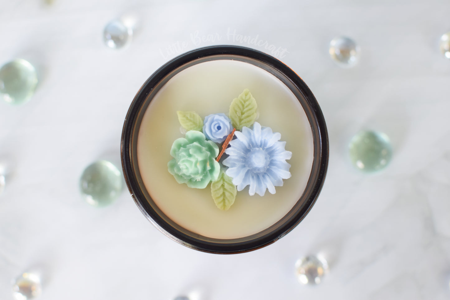 Eucalyptus & Cotton Decorated Wood Wick Candle