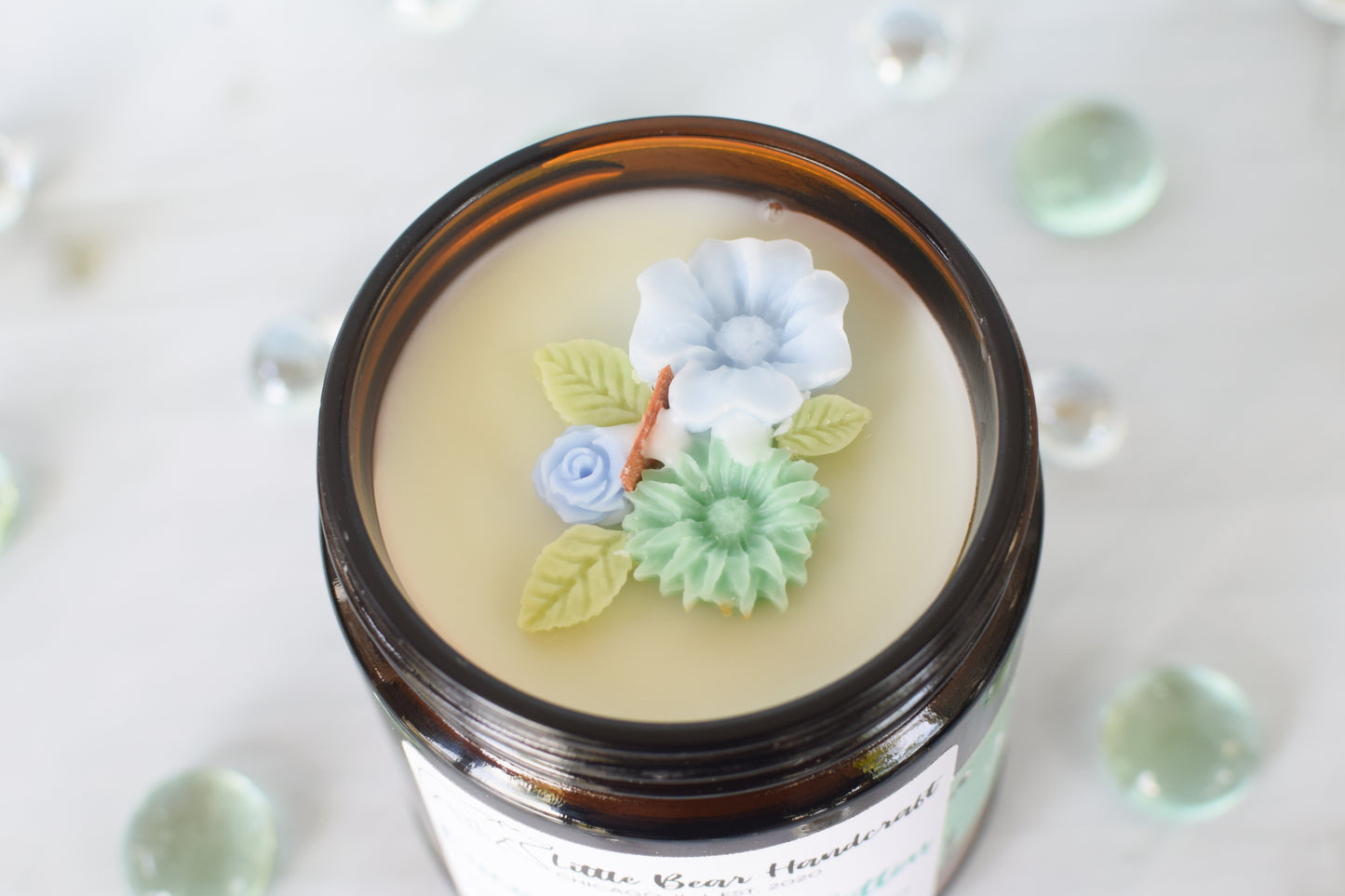 Eucalyptus & Cotton Decorated Wood Wick Candle