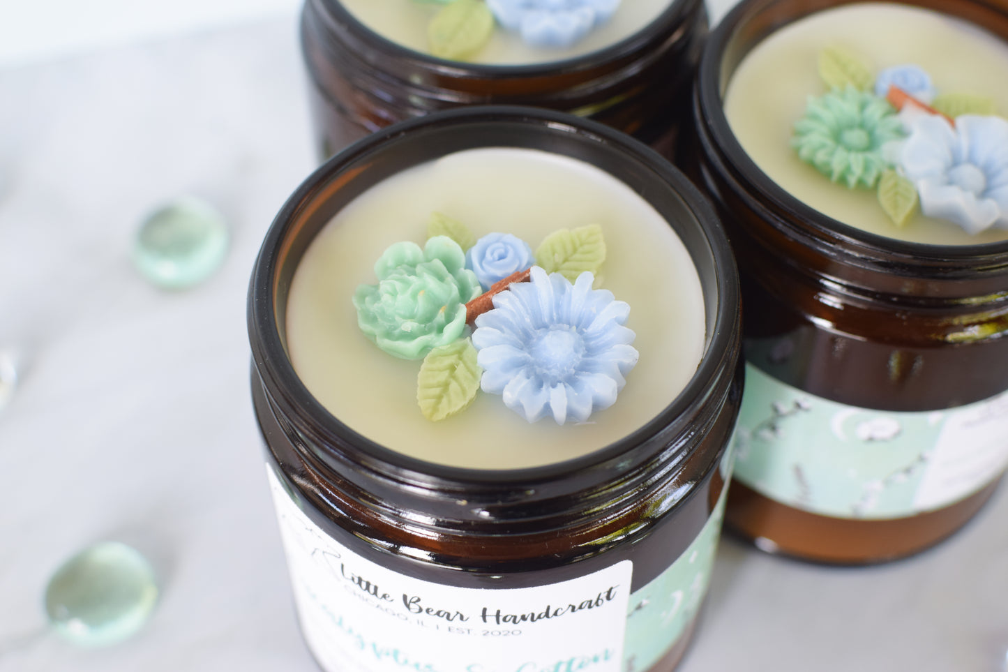 Eucalyptus & Cotton Decorated Wood Wick Candle