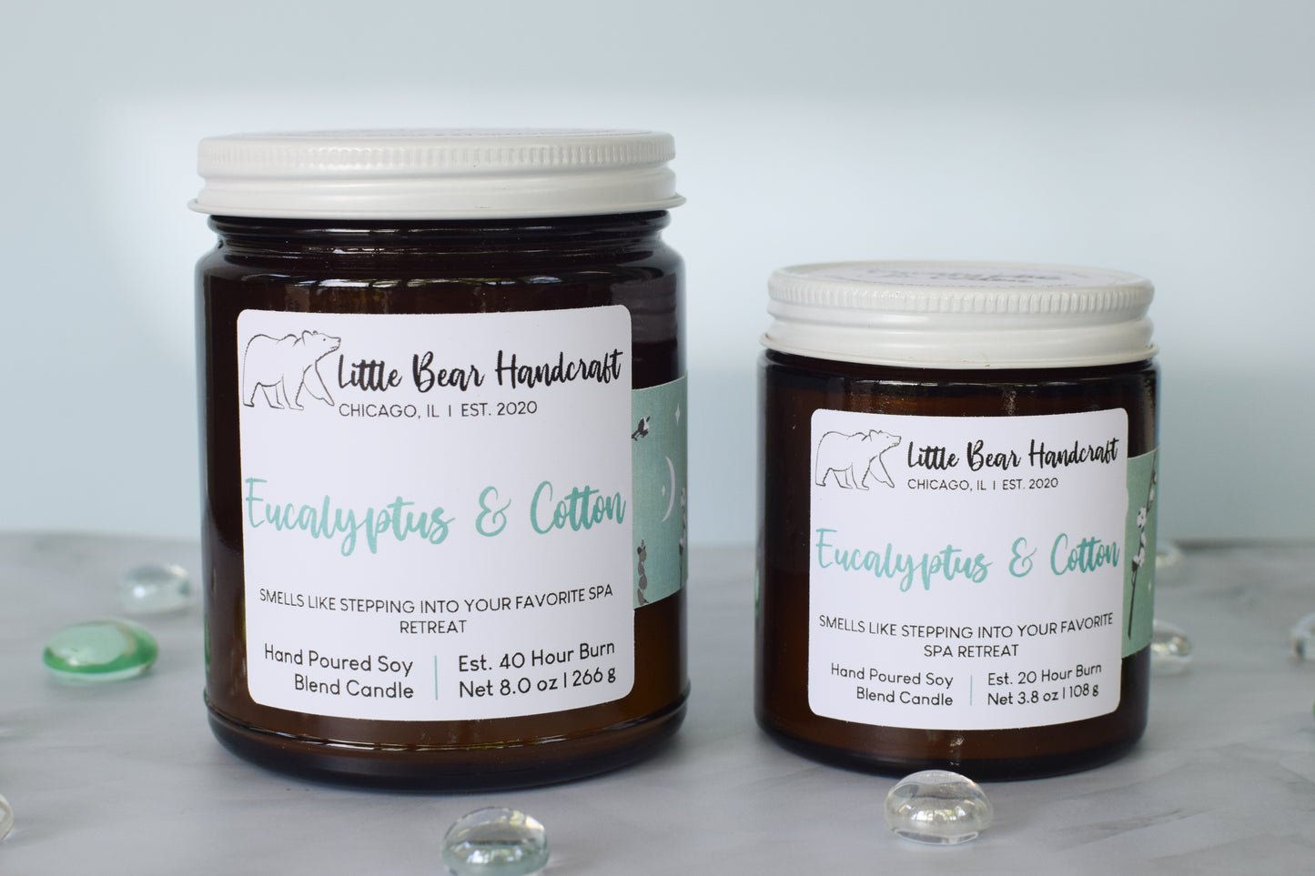 Eucalyptus & Cotton Decorated Wood Wick Candle