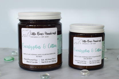 Eucalyptus & Cotton Decorated Wood Wick Candle