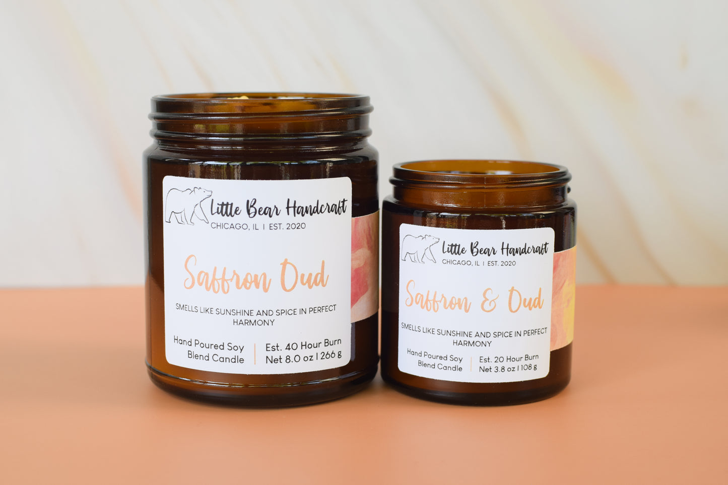 Saffron & Oud Decorated Wood Wick Candle