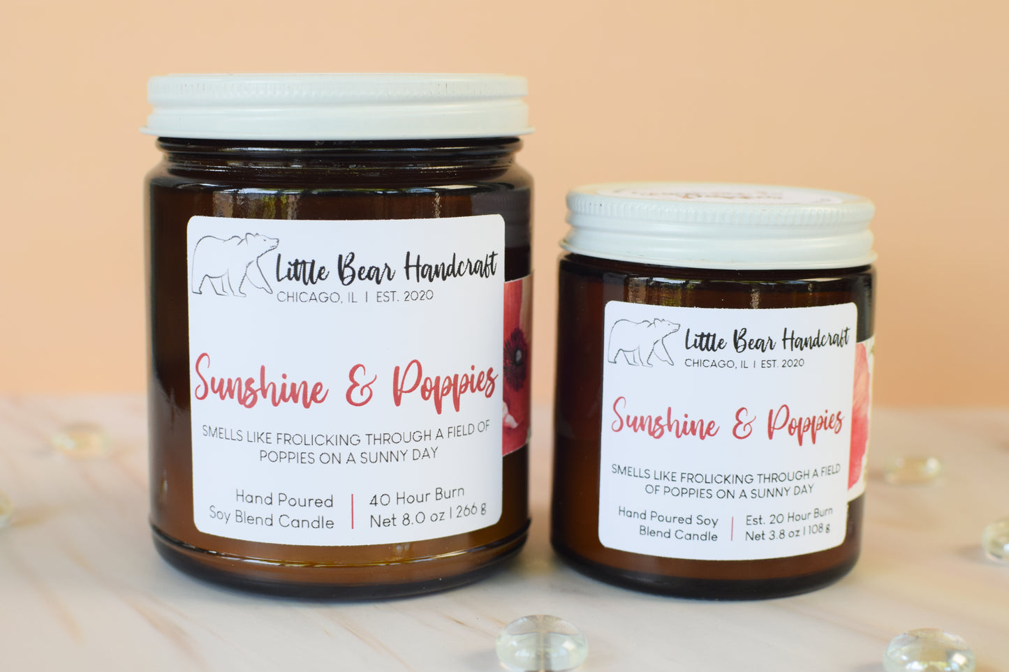 Sunshine & Poppies Decorated Wood Wick Candle