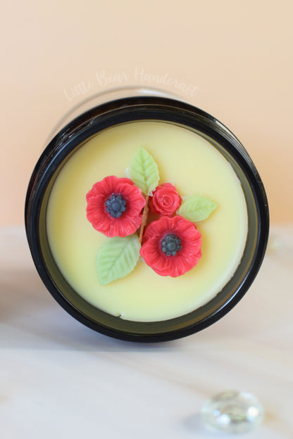 Sunshine & Poppies Decorated Wood Wick Candle