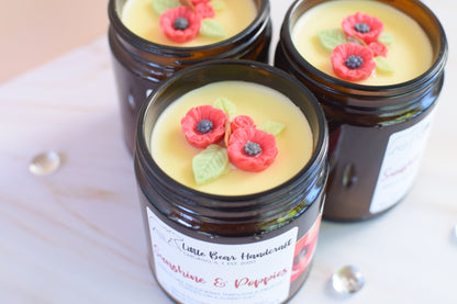 Sunshine & Poppies Decorated Wood Wick Candle