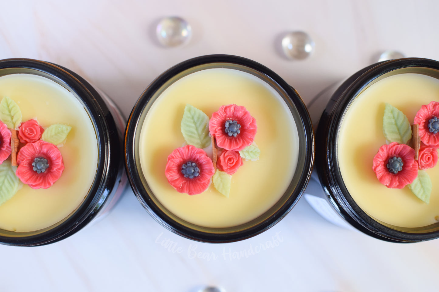 Sunshine & Poppies Decorated Wood Wick Candle