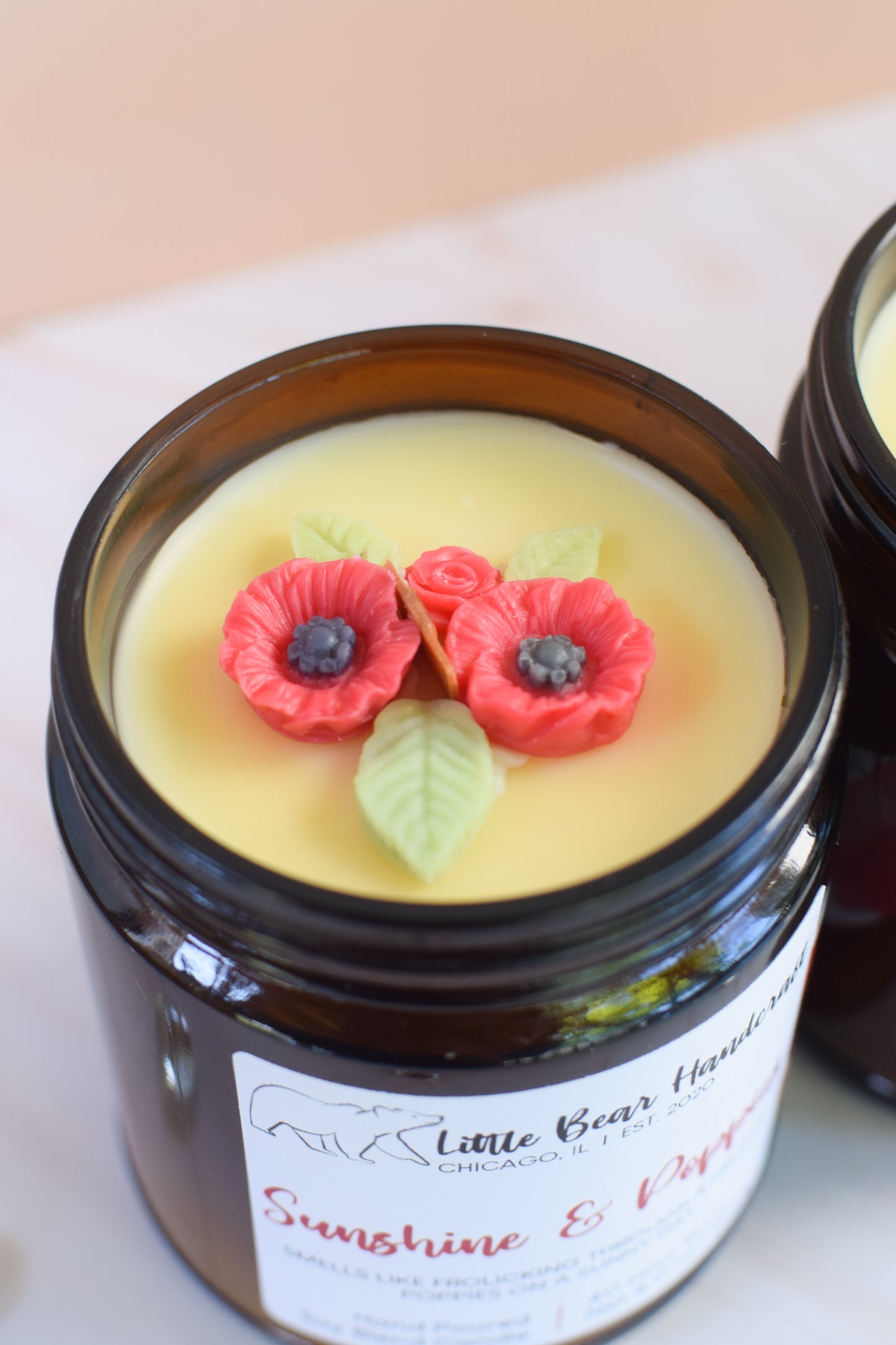 Sunshine & Poppies Decorated Wood Wick Candle