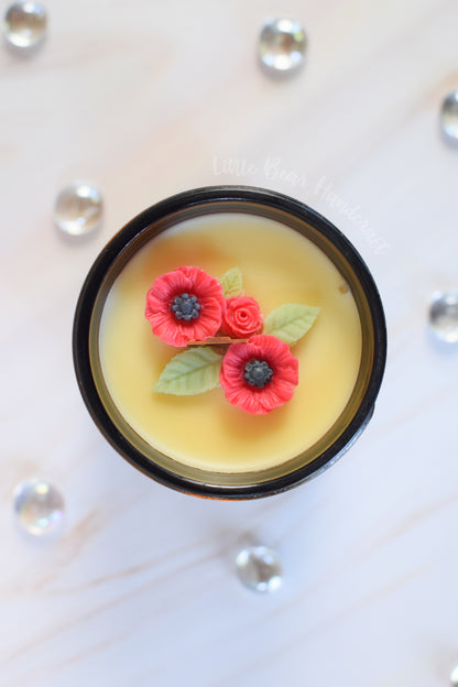 Sunshine & Poppies Decorated Wood Wick Candle