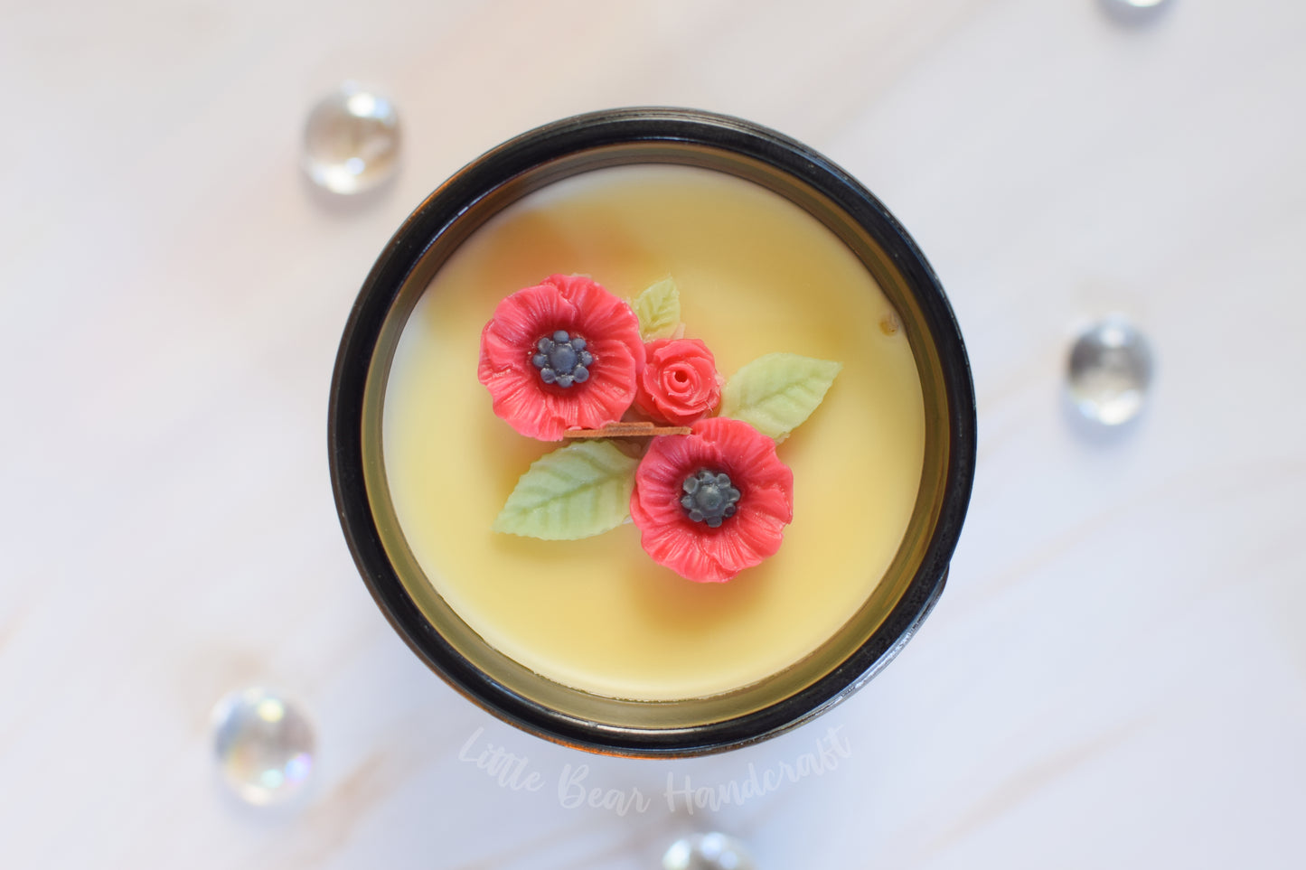 Sunshine & Poppies Decorated Wood Wick Candle