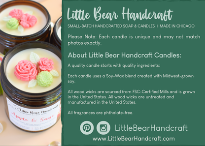 Apple & Sage Decorated Wood Wick Candle