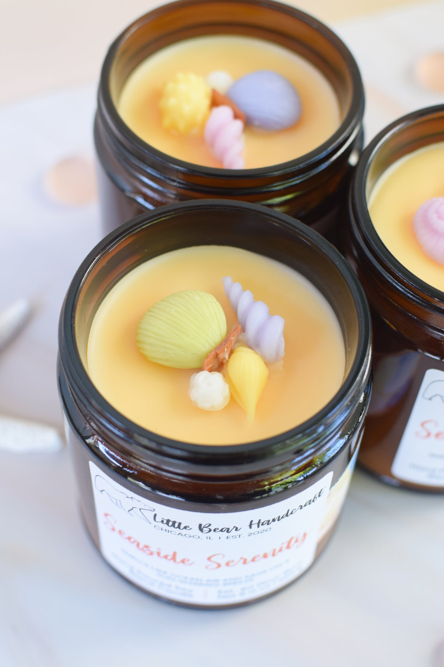 Seaside Serenity Decorated Wood Wick Candle