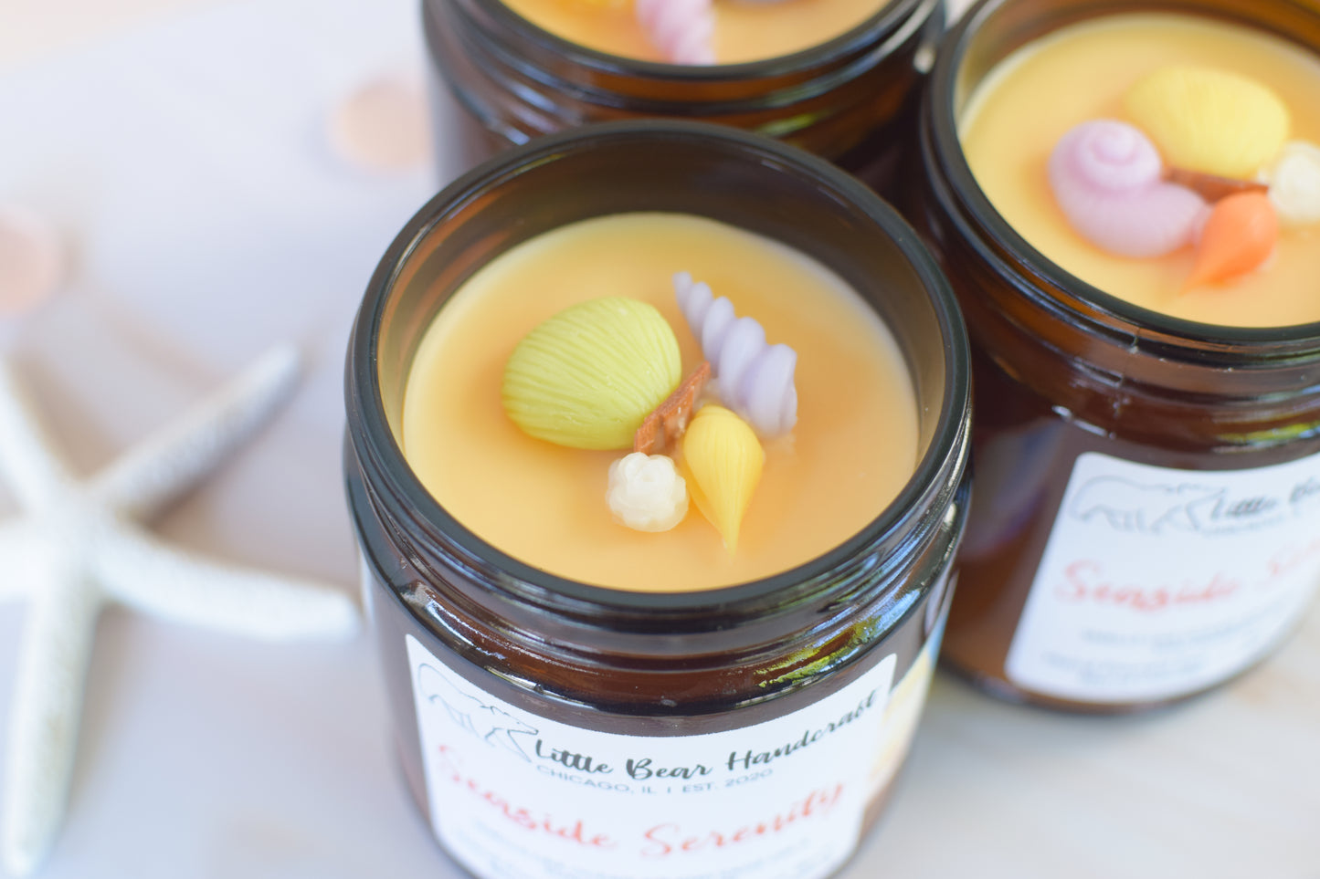 Seaside Serenity Decorated Wood Wick Candle