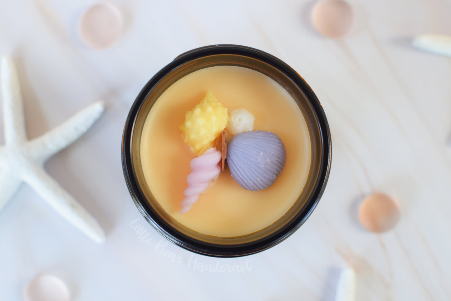 Seaside Serenity Decorated Wood Wick Candle