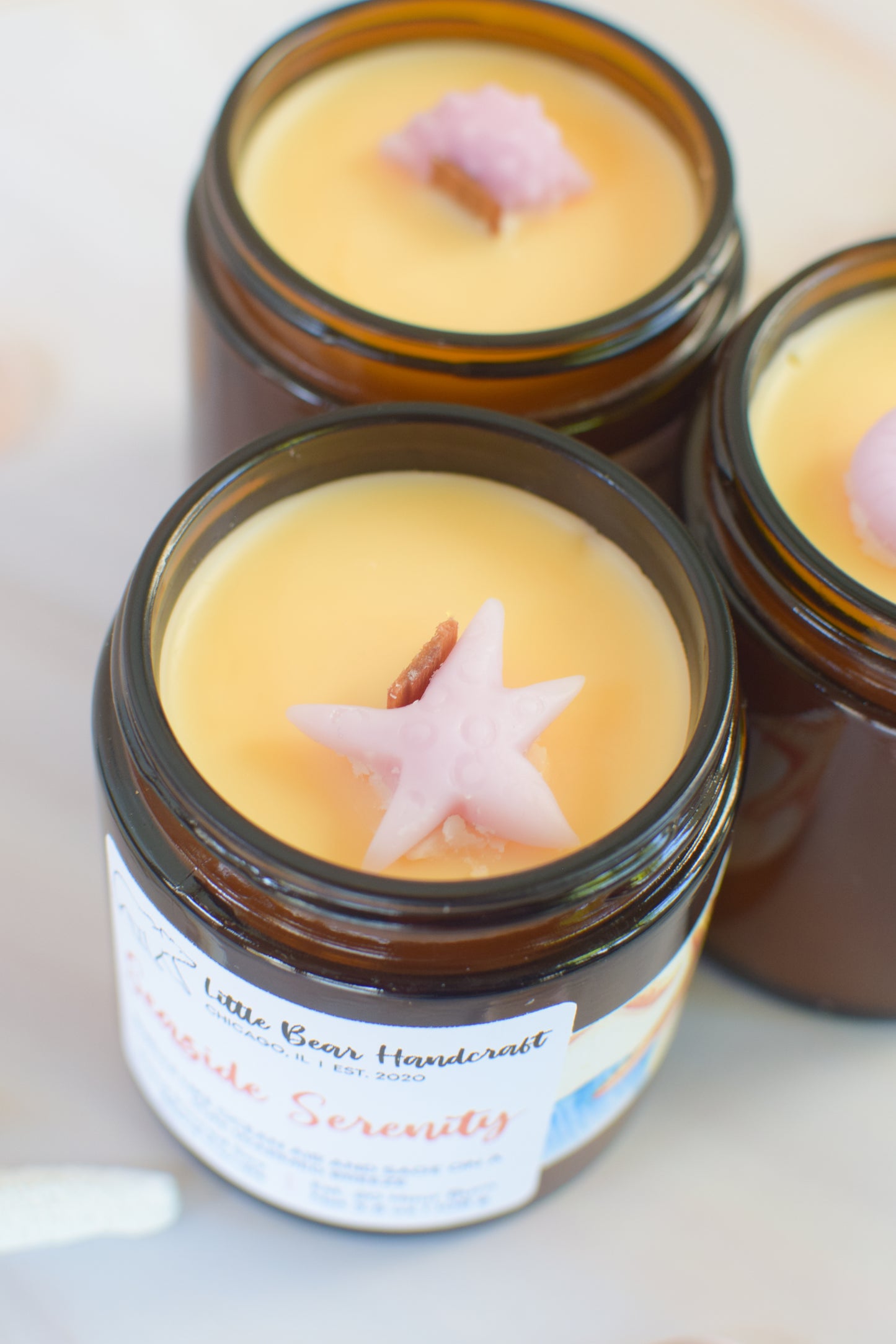 Seaside Serenity Decorated Wood Wick Candle