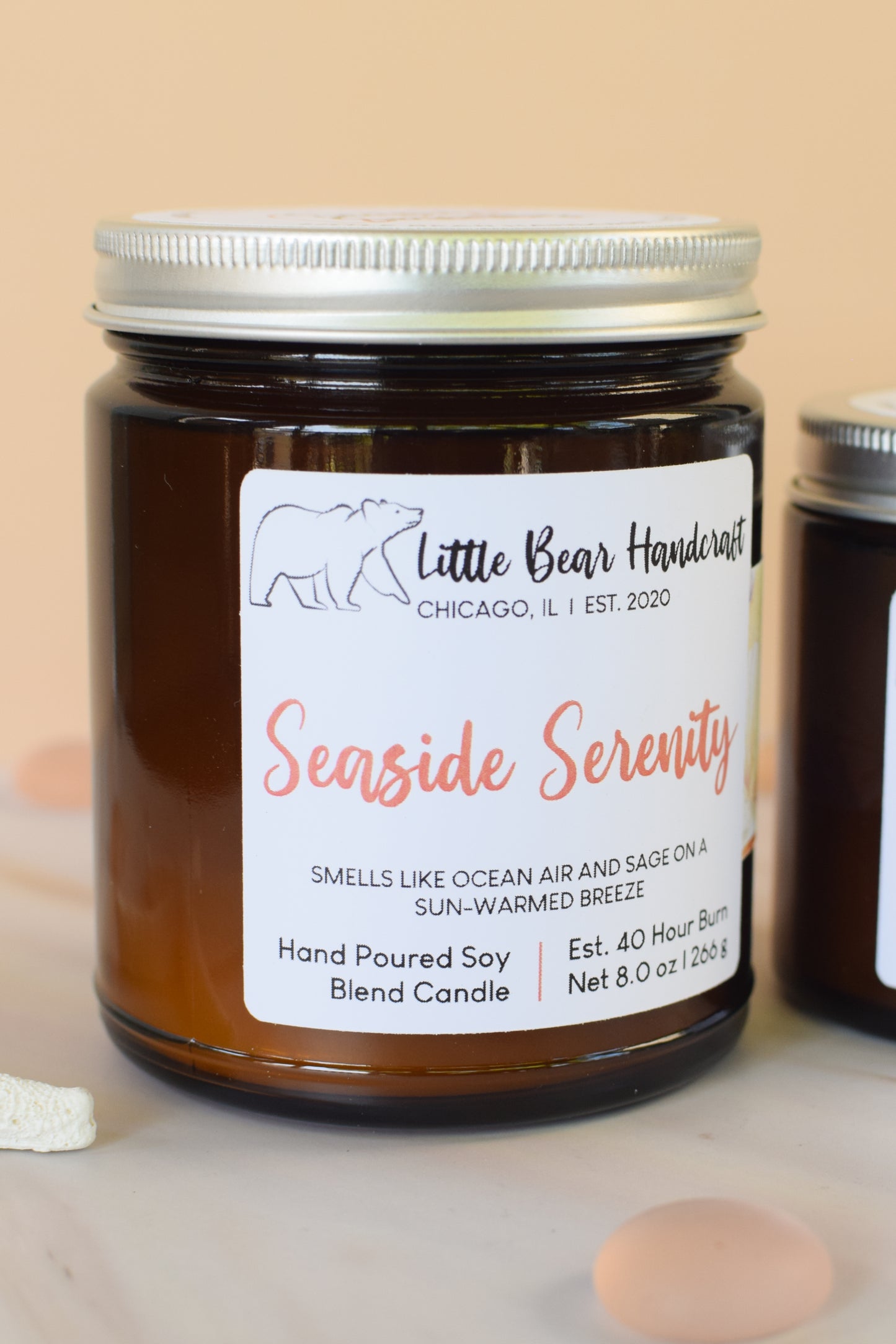 Seaside Serenity Decorated Wood Wick Candle