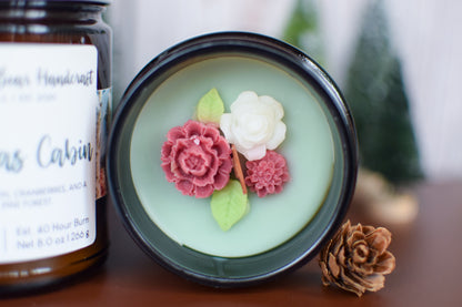 Christmas Cabin Decorated Wood Wick Candle