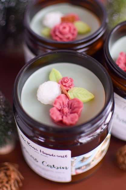 Christmas Cabin Decorated Wood Wick Candle