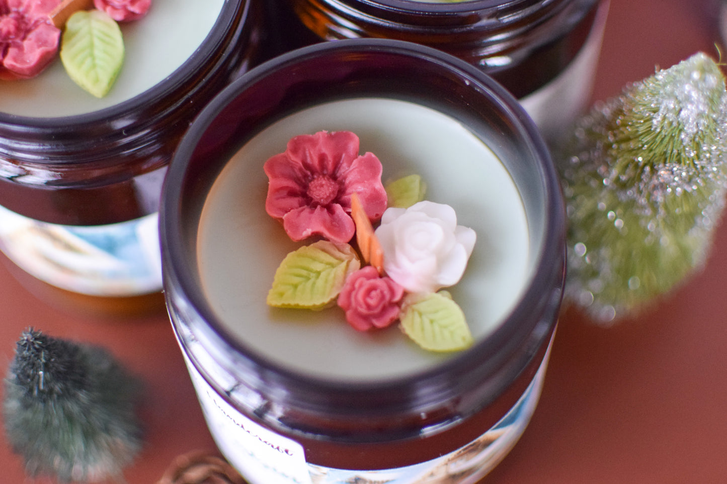 Christmas Cabin Decorated Wood Wick Candle