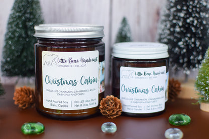 Christmas Cabin Decorated Wood Wick Candle