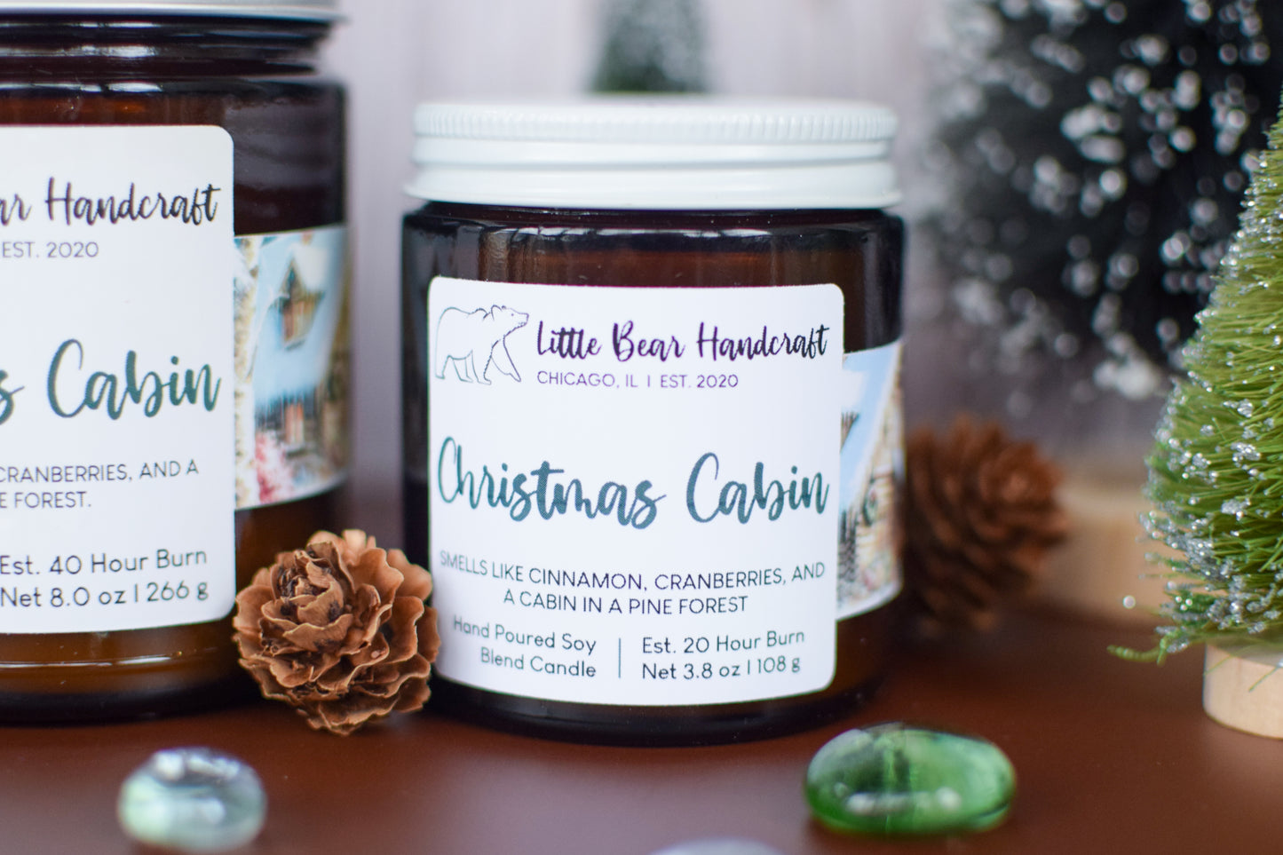 Christmas Cabin Decorated Wood Wick Candle