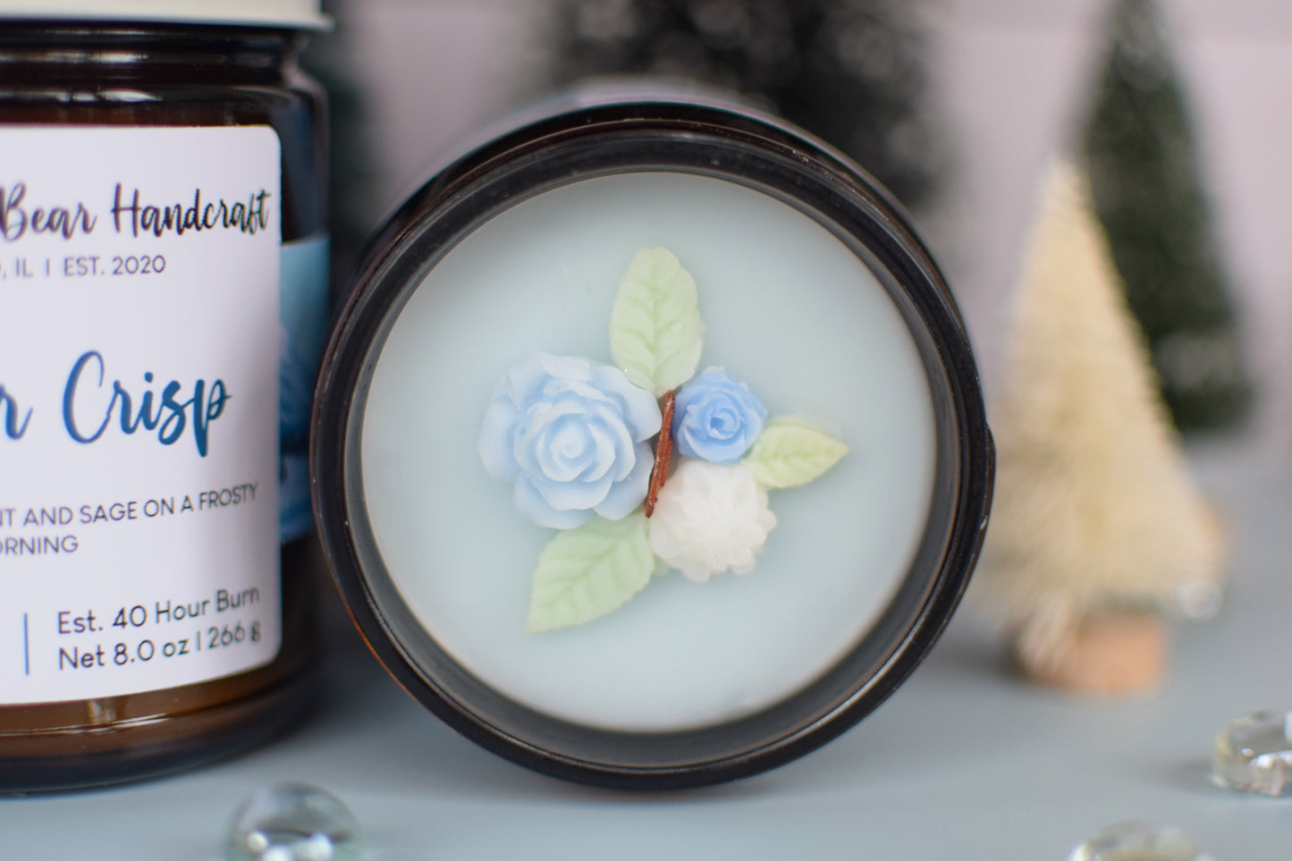 Winter Crisp Decorated Wood Wick Candle