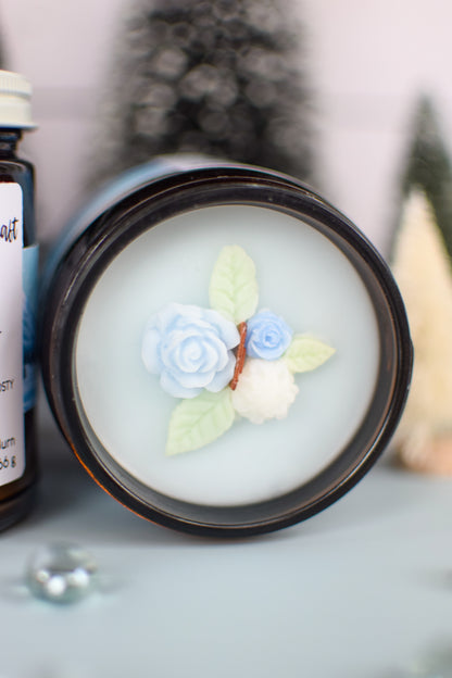 Winter Crisp Decorated Wood Wick Candle