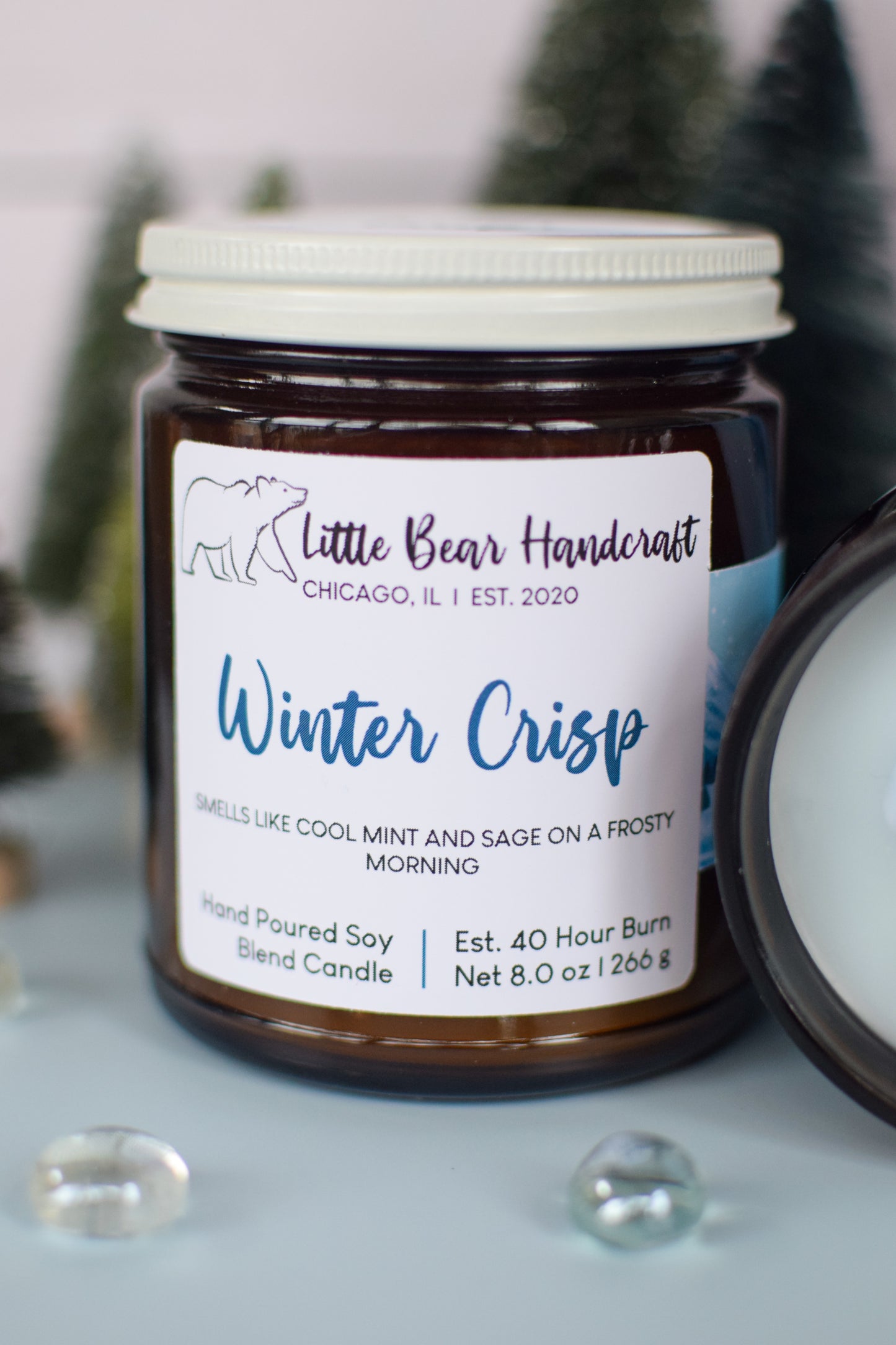 Winter Crisp Decorated Wood Wick Candle