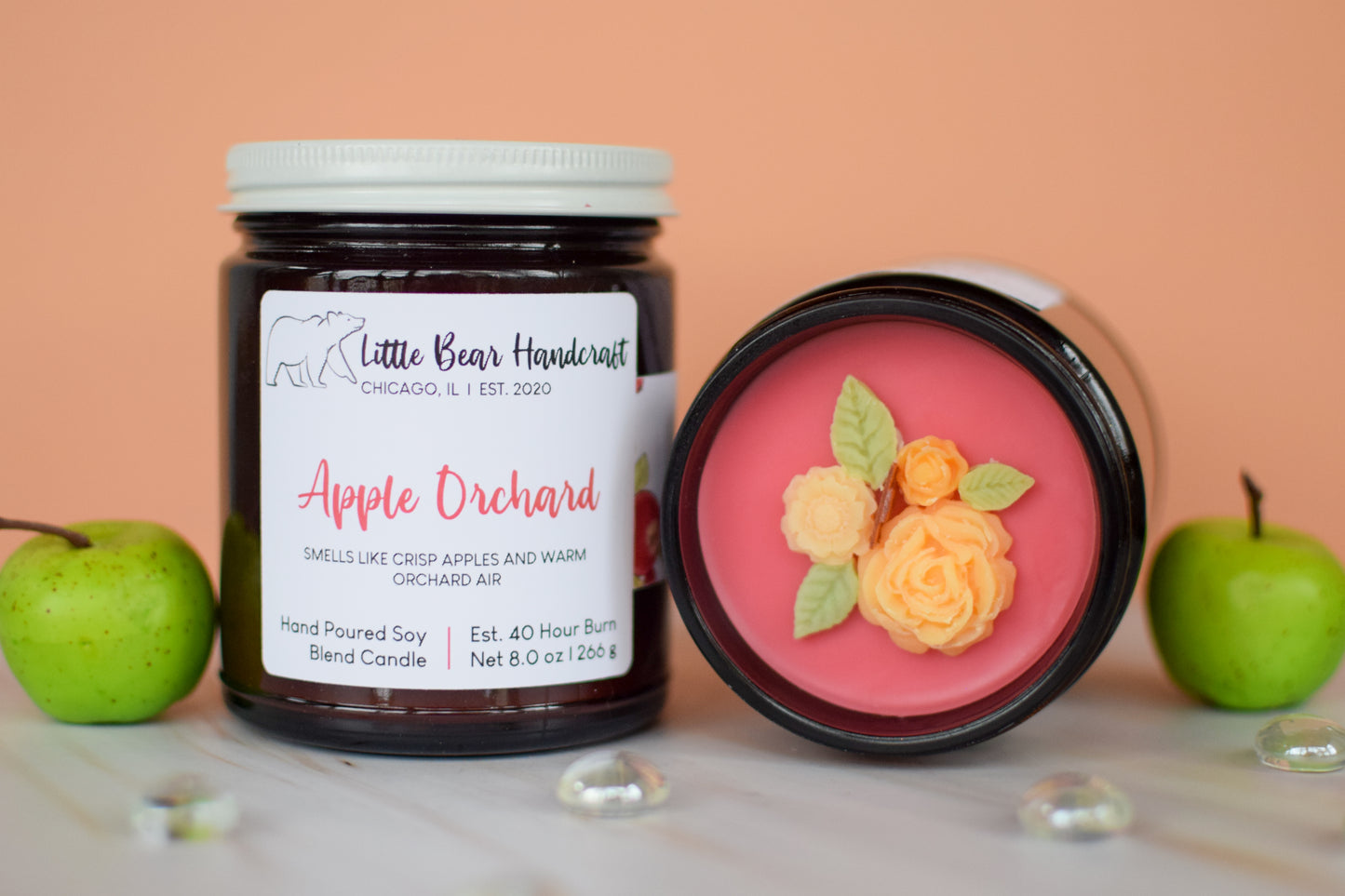 Apple Orchard Decorated Wood Wick Candle