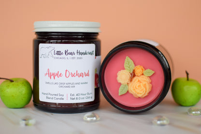 Apple Orchard Decorated Wood Wick Candle
