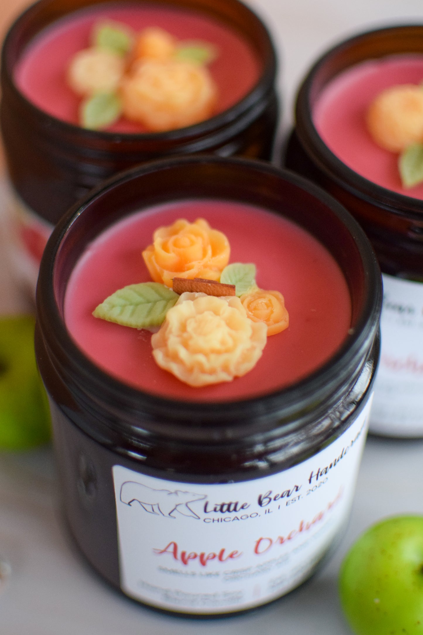 Apple Orchard Decorated Wood Wick Candle