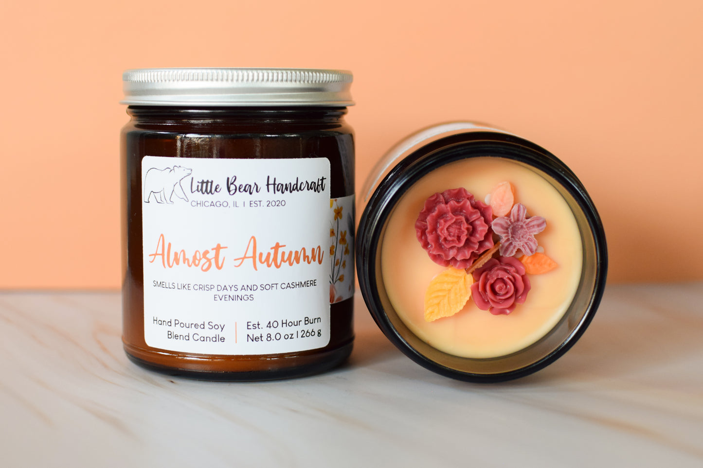 Almost Autumn 8oz Decorated Wood Wick Candle - Main Image