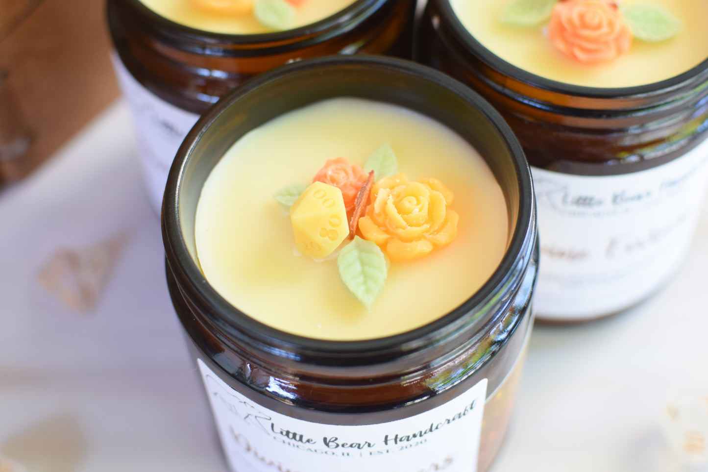 Divine Embers Decorated TTRPG Wood Wick Candle