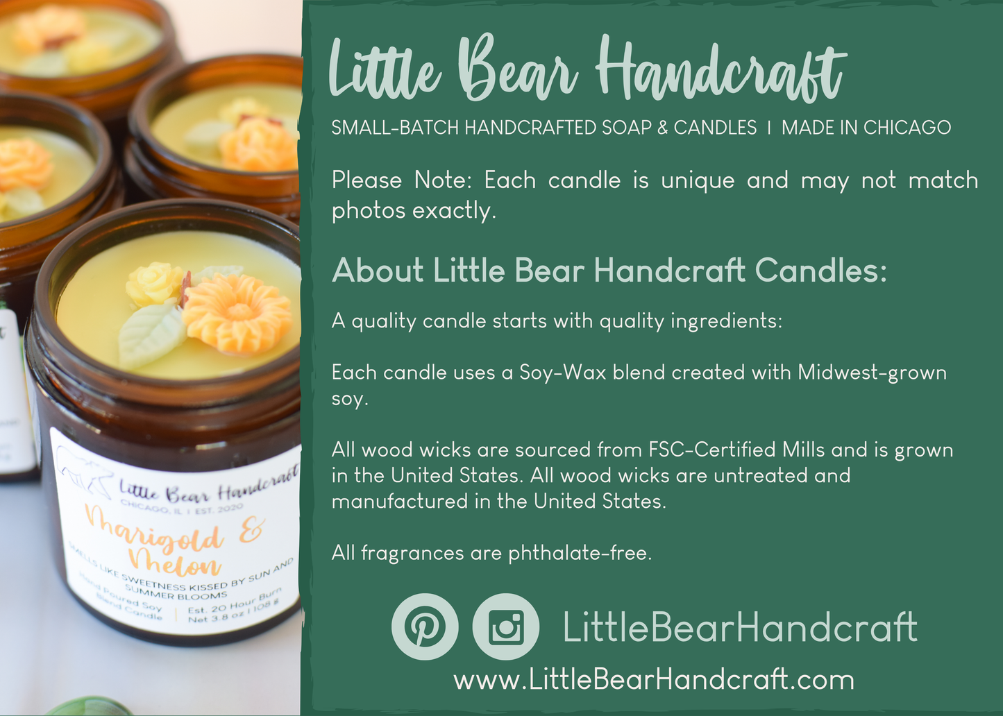 Marigold & Melon Decorated Wood Wick Candle